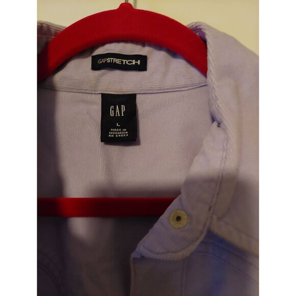 Gap large stretch lavender corduroy pearl snap button down - Picture 2 of 3